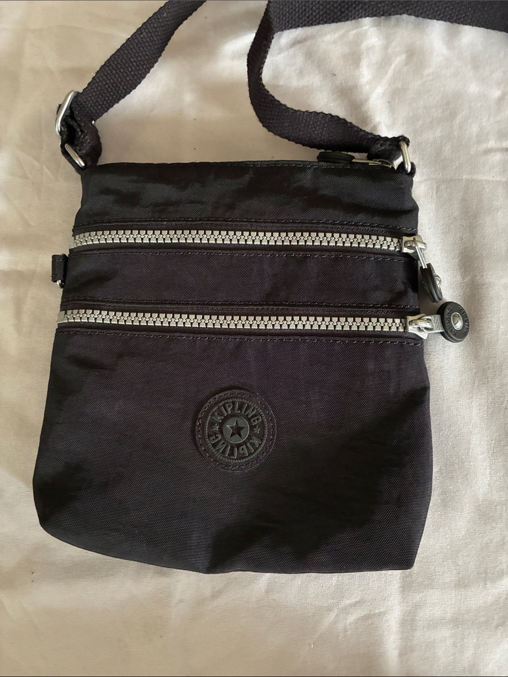 Kipling Black Nylon Crossbody Messenger Bag